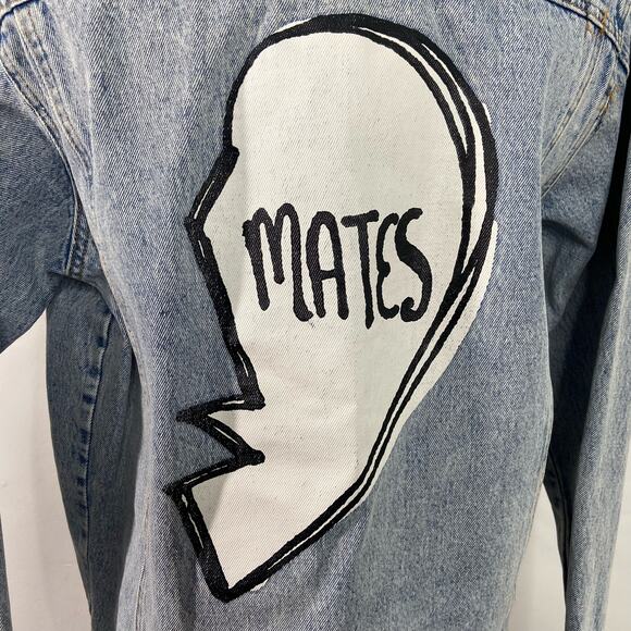 Honey Punch Soul Mates Denim Jacket Blue Patches Festival Concert Boho Size S - Picture 9 of 15